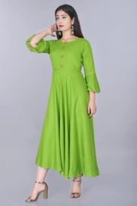 Pearl India Women Solid Rayon Anarkali Kurta - Green, XS S M L XL XXL 3XL 4XL